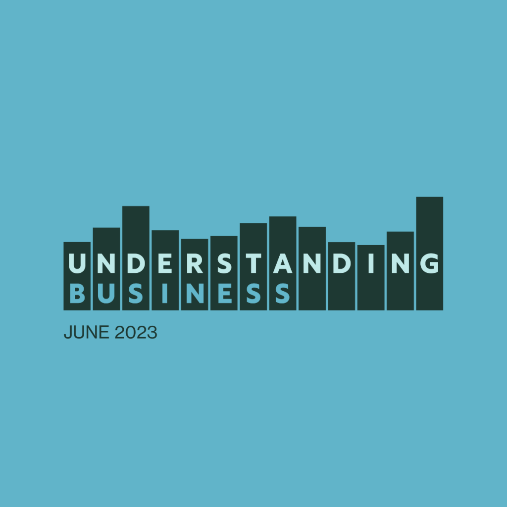 Understanding Business logo on a blue background