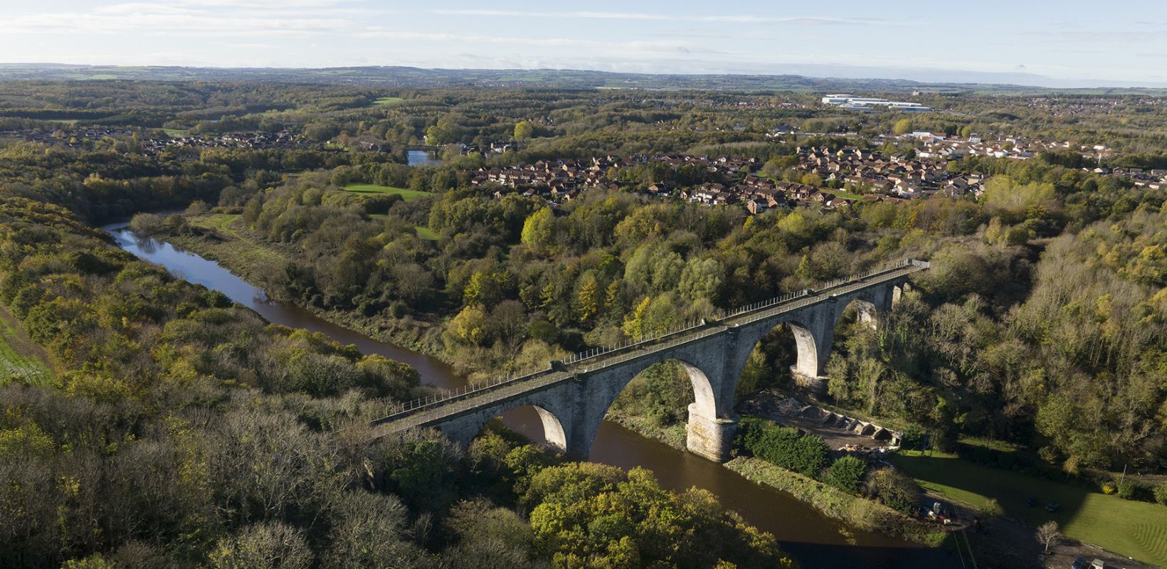 Birds eye view of the Leamside Line bridge.