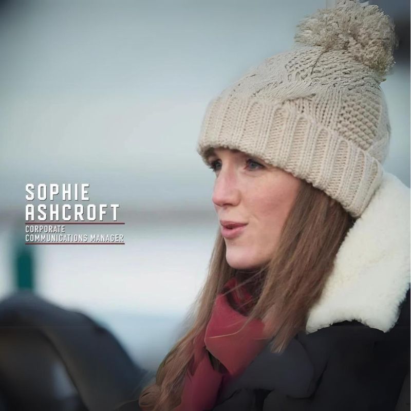 Sophie Ashcroft on Sunderland Til I Die wearing a bobble hat and facing side on.