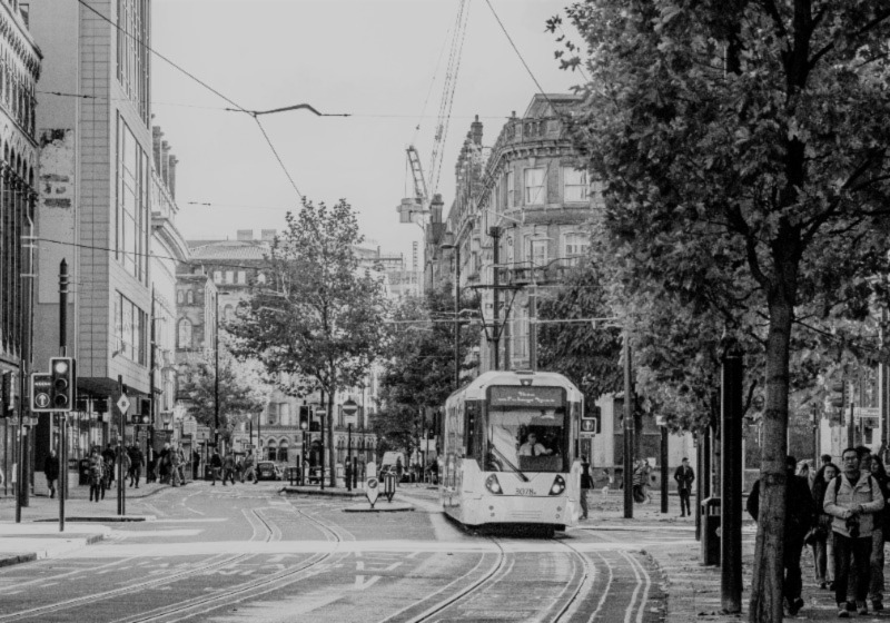 [ Image of a tram in Manchester ]