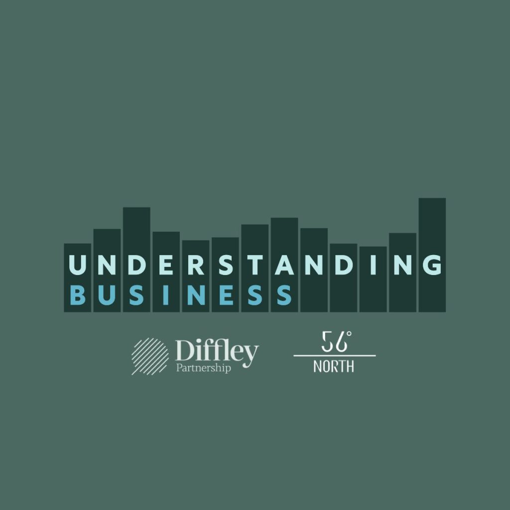 Understanding Business logo on a green background