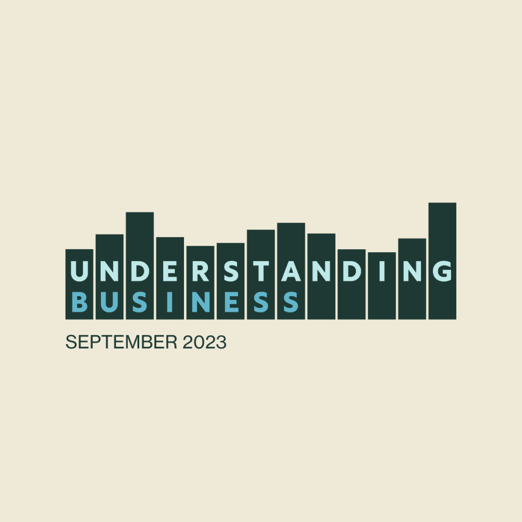 Understanding Business logo on a beige background