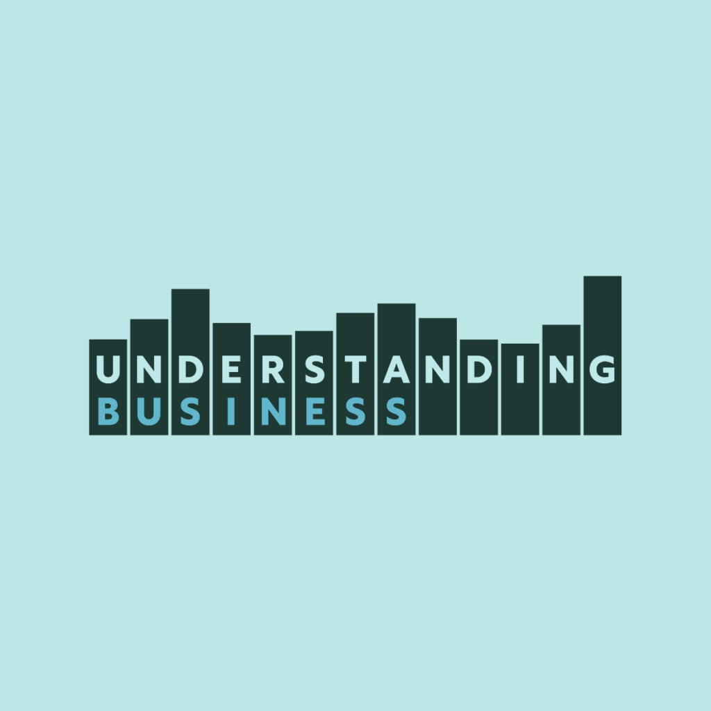 Understanding Business logo on a blue background