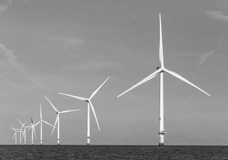 Wind turbines out at sea