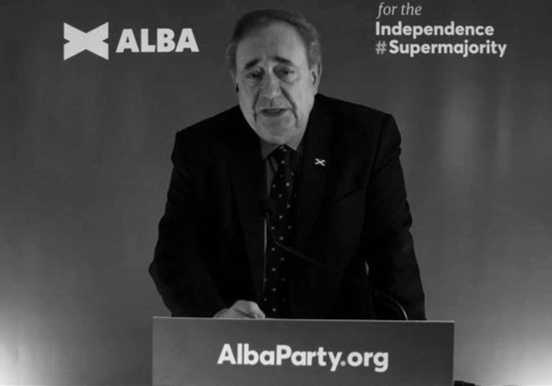 [ picture of Alex Salmond at an Alba conference ]