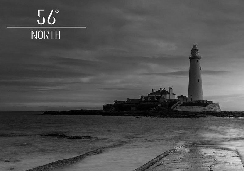 [Lighthouse with 56 Degrees North logo]