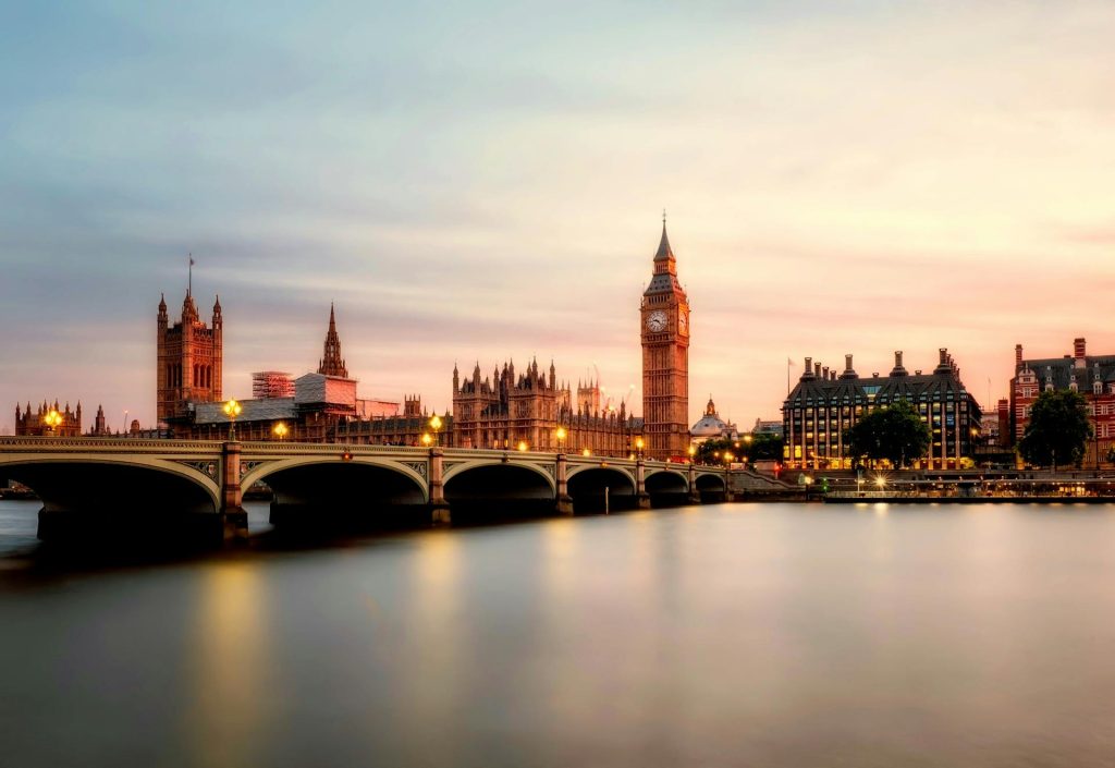 Sunset over Westminster and Big Ben as 56 Degrees North launch a new General Election Advisory Board