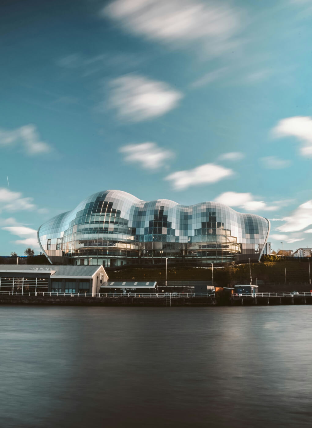 The Glasshouse in Newcastle in front of a blue sky